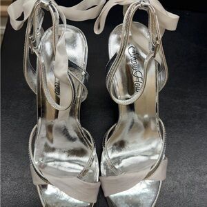 Women's Silver Strappy Heels